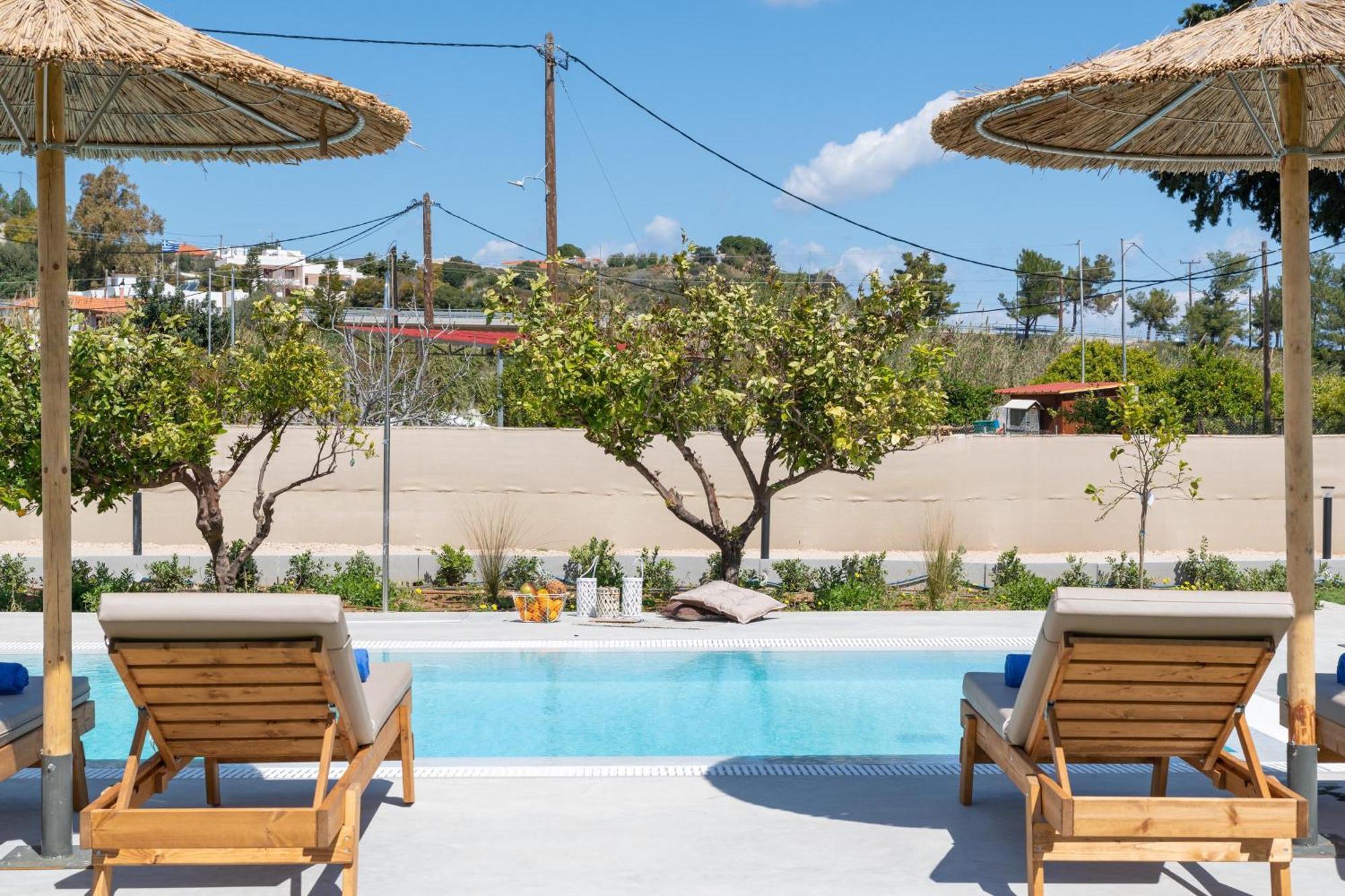 Ethria Pool Villa With Heated Jacuzzi Afantou Bagian luar foto