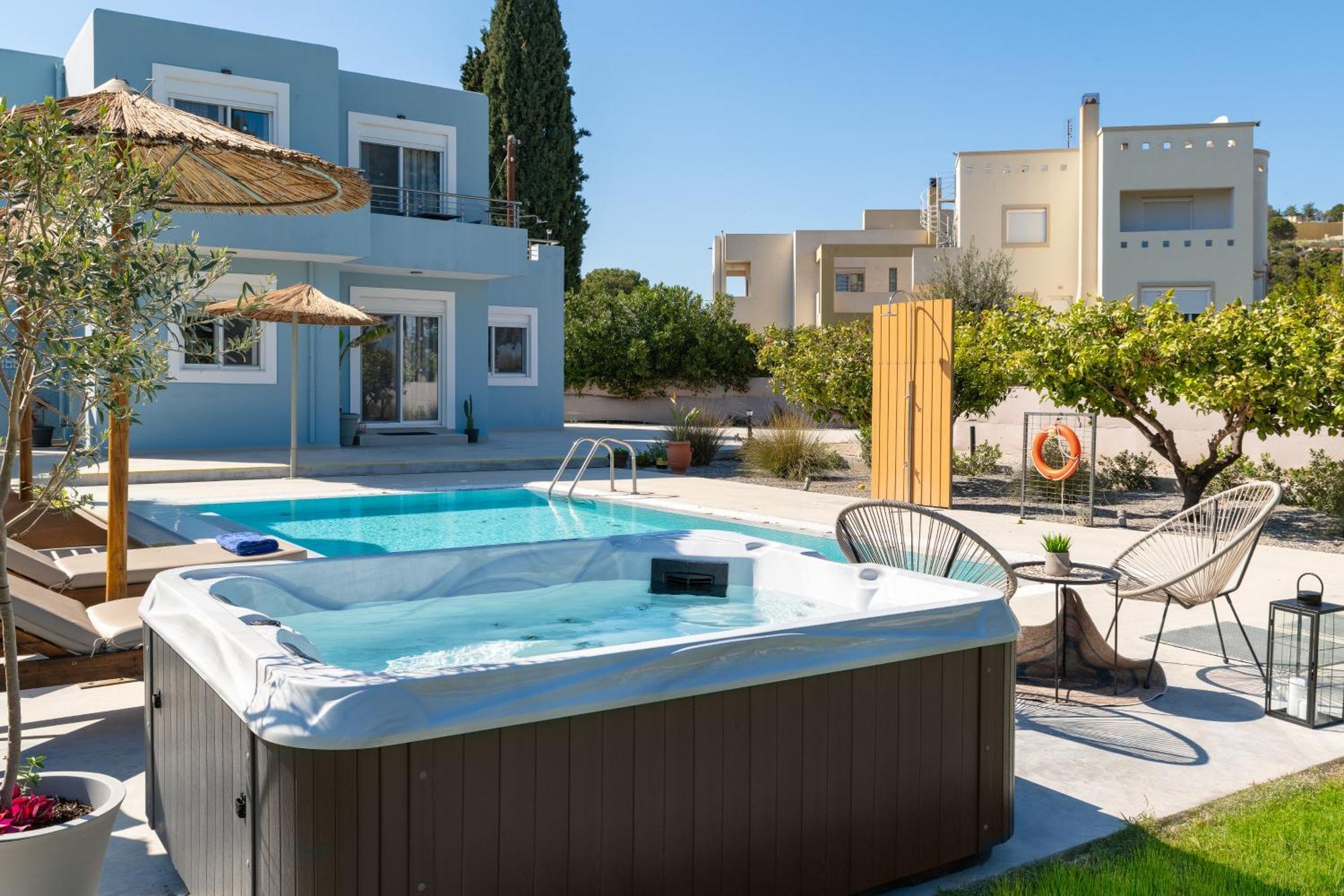 Ethria Pool Villa With Heated Jacuzzi Afantou Bagian luar foto