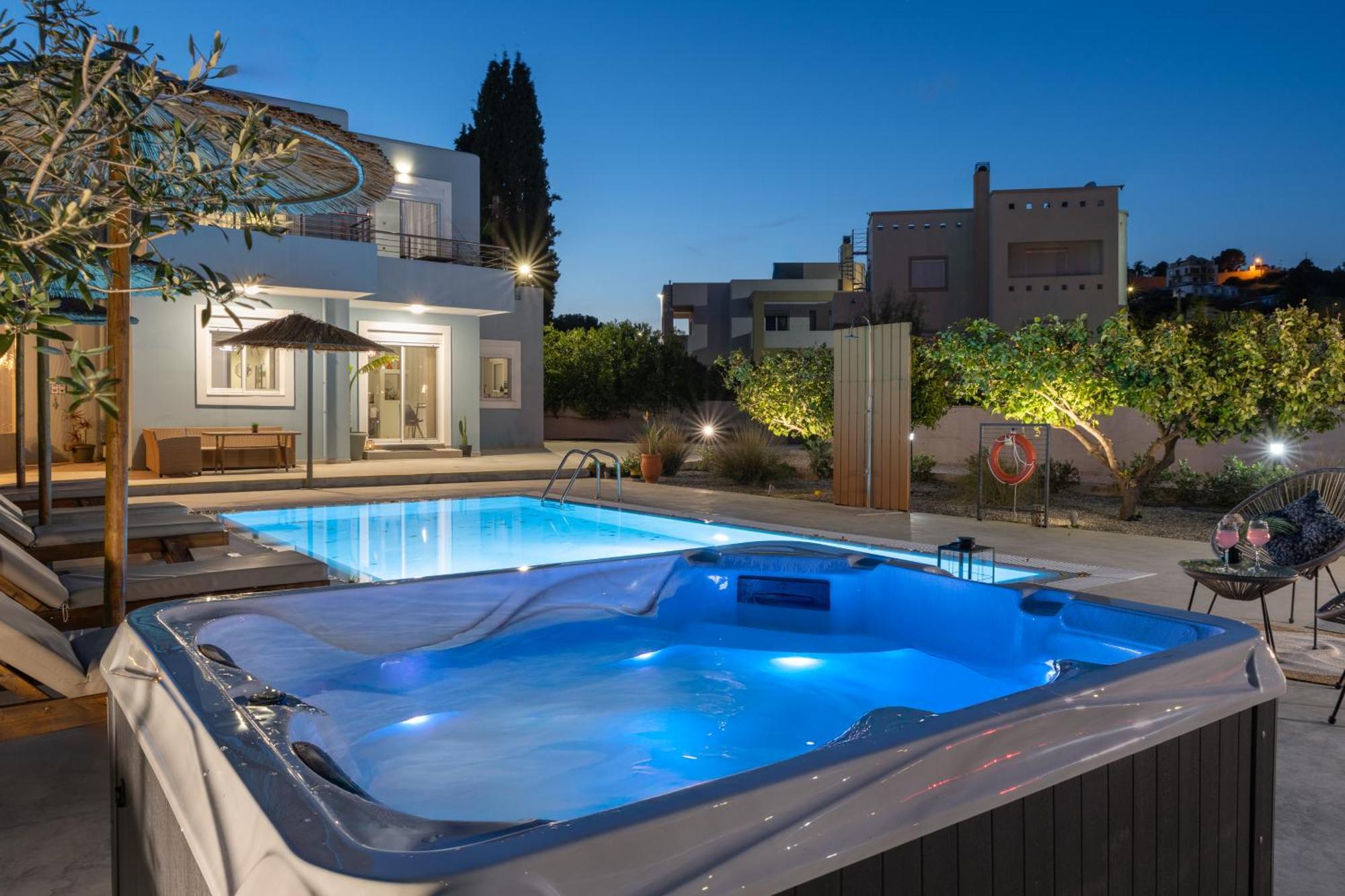 Ethria Pool Villa With Heated Jacuzzi Afantou Bagian luar foto